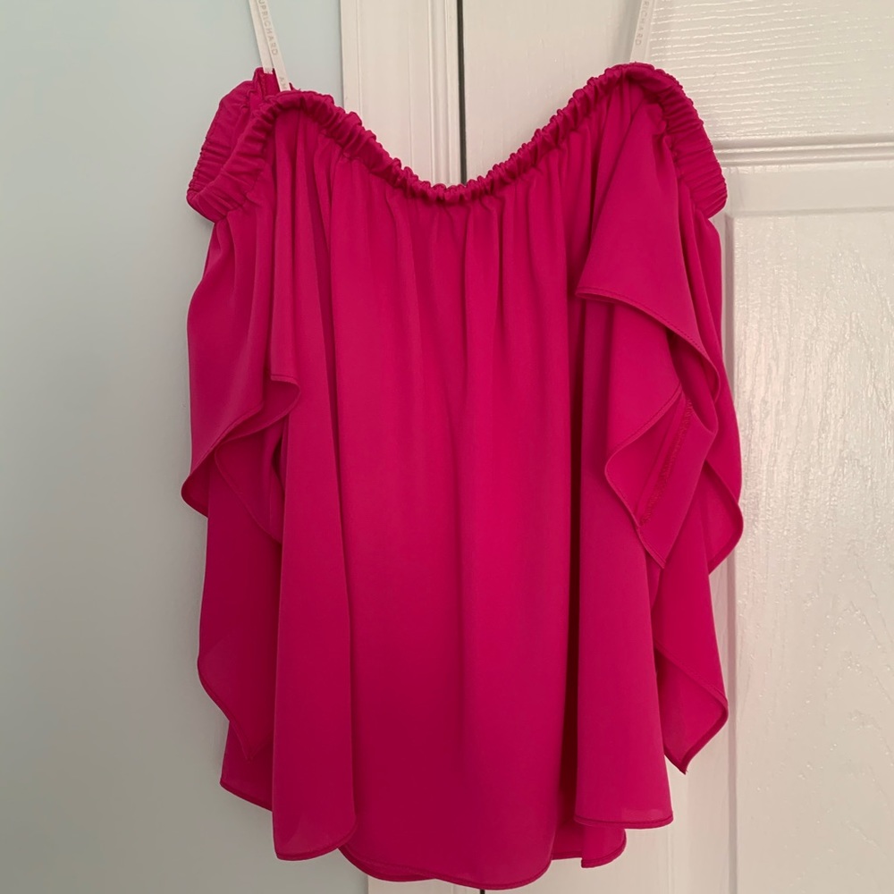 Silk, pink Amanda Uprichard off the shoulder top